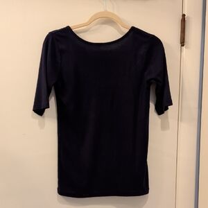 GAP Navy Blue Boat Neck Low Back Half Sleeve Shirt